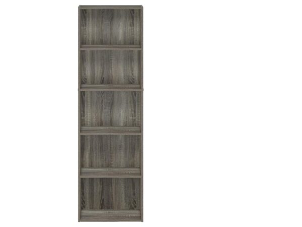 Adjustable 5-Tier Wooden Bookshelf with Closed Back